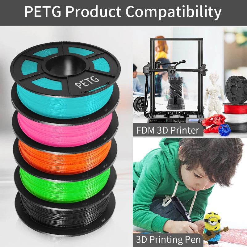 SUNLU PETG Filament 1KG 3D Material 1.75MM Arranged Neatly Clogging Free No Bubble Odorless Eco-Friendly Bright Color