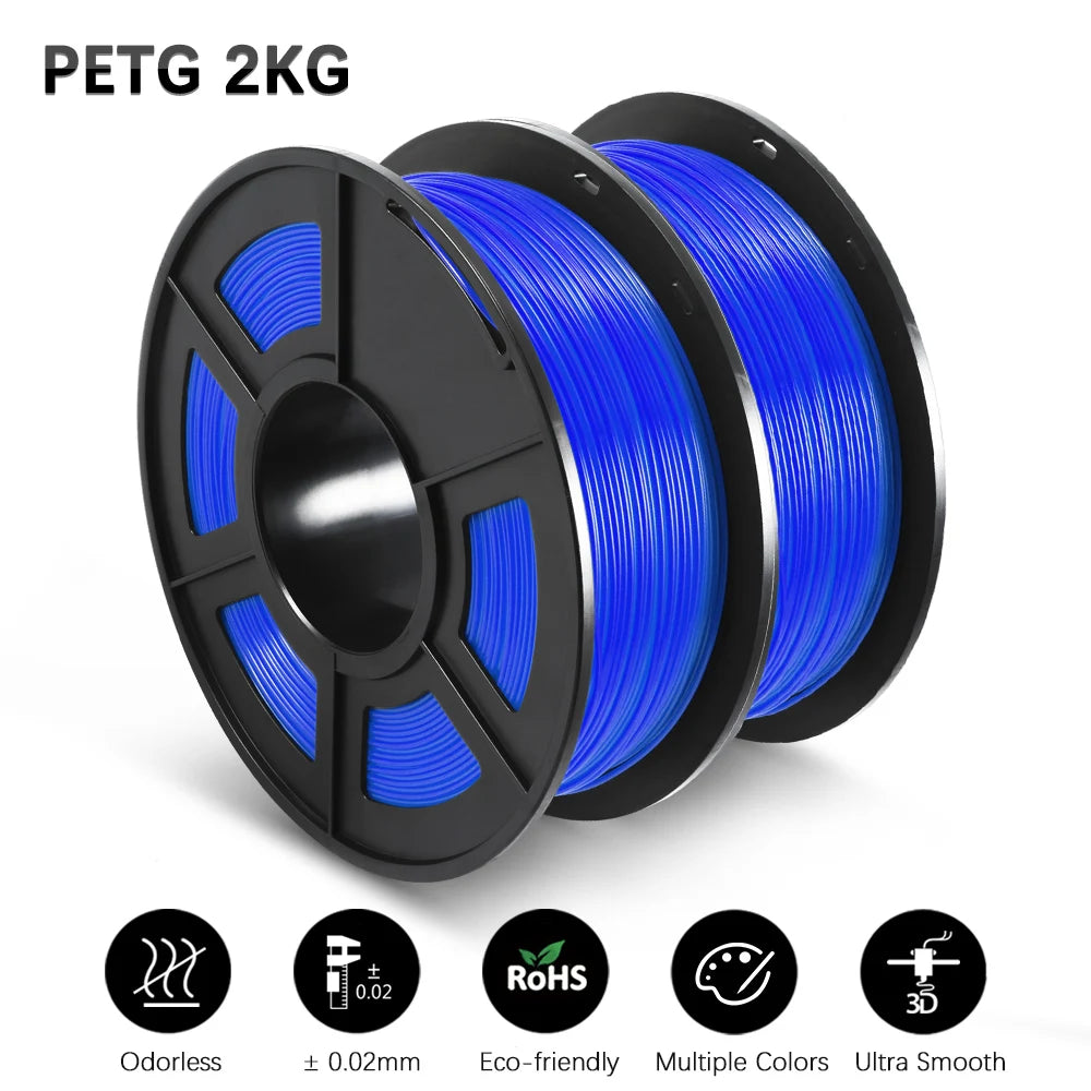 SUNLU PETG Filament 1KG 3D Material 1.75MM Arranged Neatly Clogging Free No Bubble Odorless Eco-Friendly Bright Color