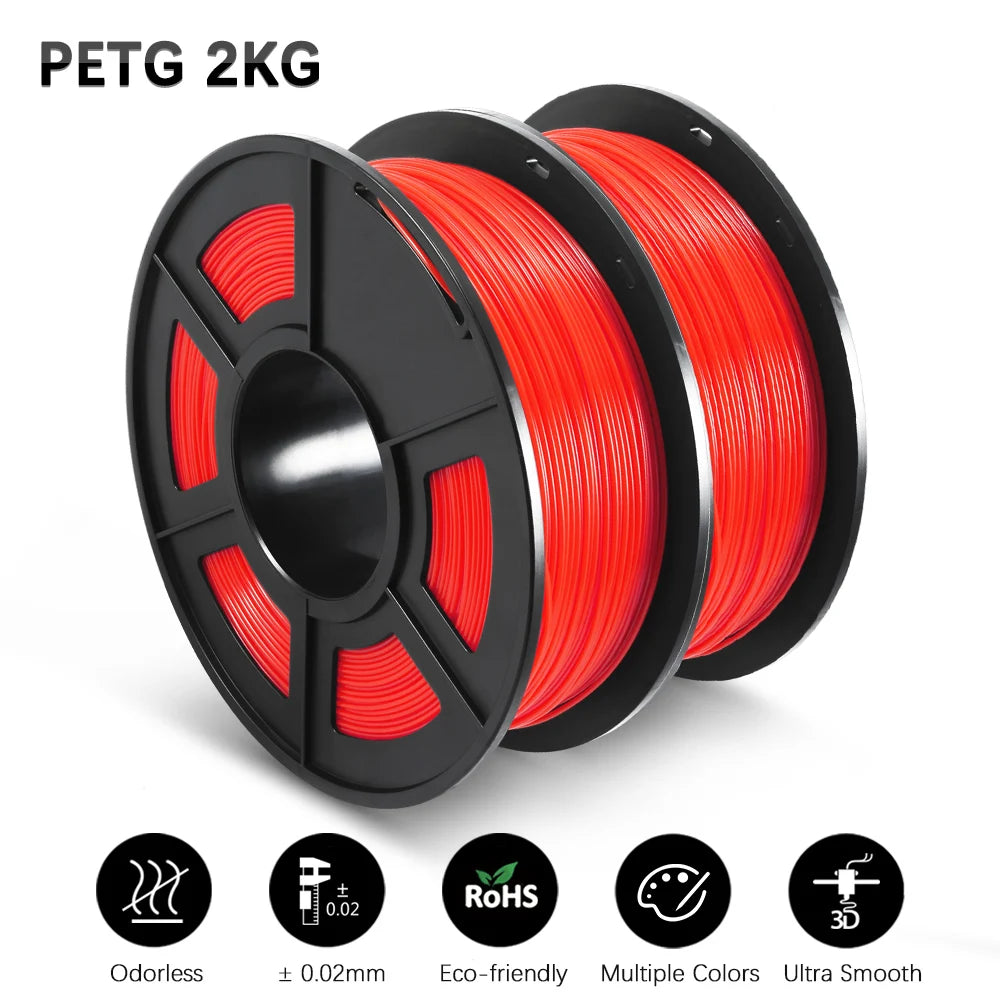 SUNLU PETG Filament 1KG 3D Material 1.75MM Arranged Neatly Clogging Free No Bubble Odorless Eco-Friendly Bright Color