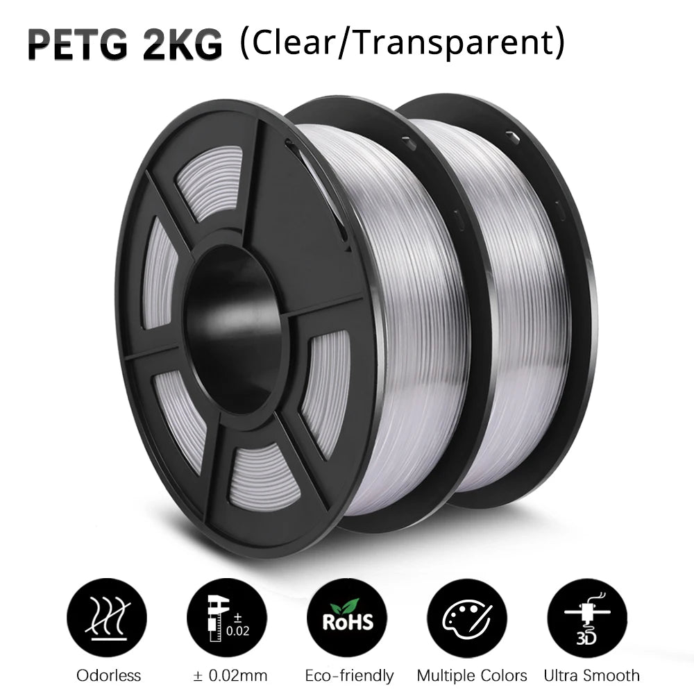 SUNLU PETG Filament 1KG 3D Material 1.75MM Arranged Neatly Clogging Free No Bubble Odorless Eco-Friendly Bright Color