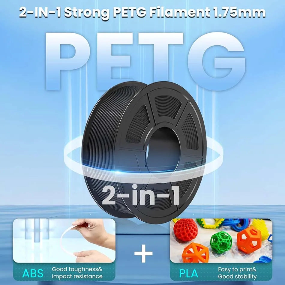 JAYO PETG/PETG Clear 3D Printer Filament 1.75 ±0.02mm 1.1kg/roll High Toughness Neatly Wound Filament Fit Most FDM Printer