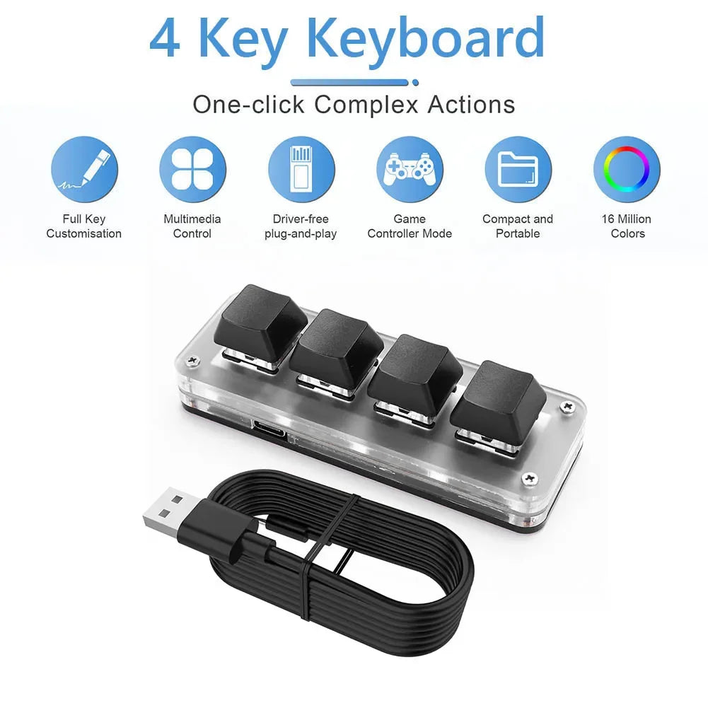 Programming Macro Custom Knob Keyboard RGB 12 Key Copy Paste Mini Button Photoshop Gaming Keypad Mechanical Hotswap Macropad