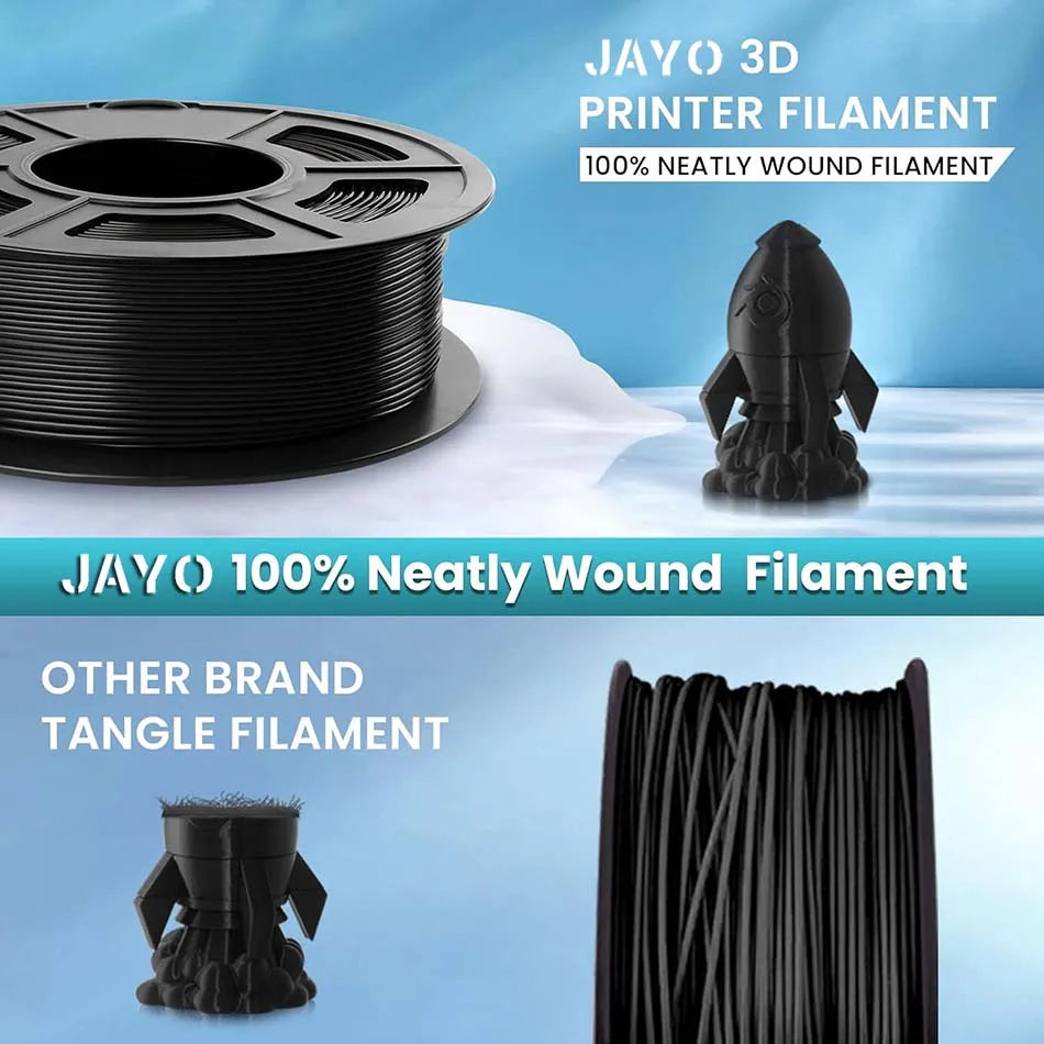 JAYO PETG/PETG Clear 3D Printer Filament 1.75 ±0.02mm 1.1kg/roll High Toughness Neatly Wound Filament Fit Most FDM Printer