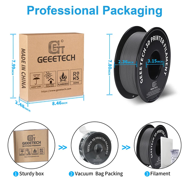 Geeetech 1kg 1.75mm Matte PLA 3D Printer Filament Vacuum Packaging Overseas Warehouses A variety of Colors Fast Ship