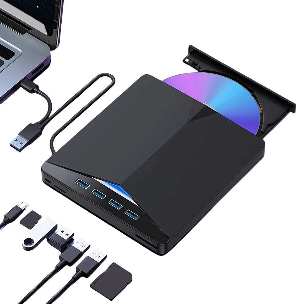 7 In 1 USB3.0 Type-C External Mobile Drive CD DVD Burner High-Speed Plug-and-Play for Windows 11/10/8/7/Linux/ OS