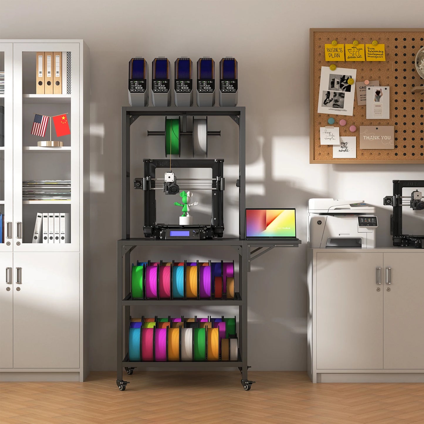3D Printer Stand, Heavy Duty 3D Printer Table Stand with Filament Storage Rack, T-Shaped Spools Holder Rack with Wheels,3D Print
