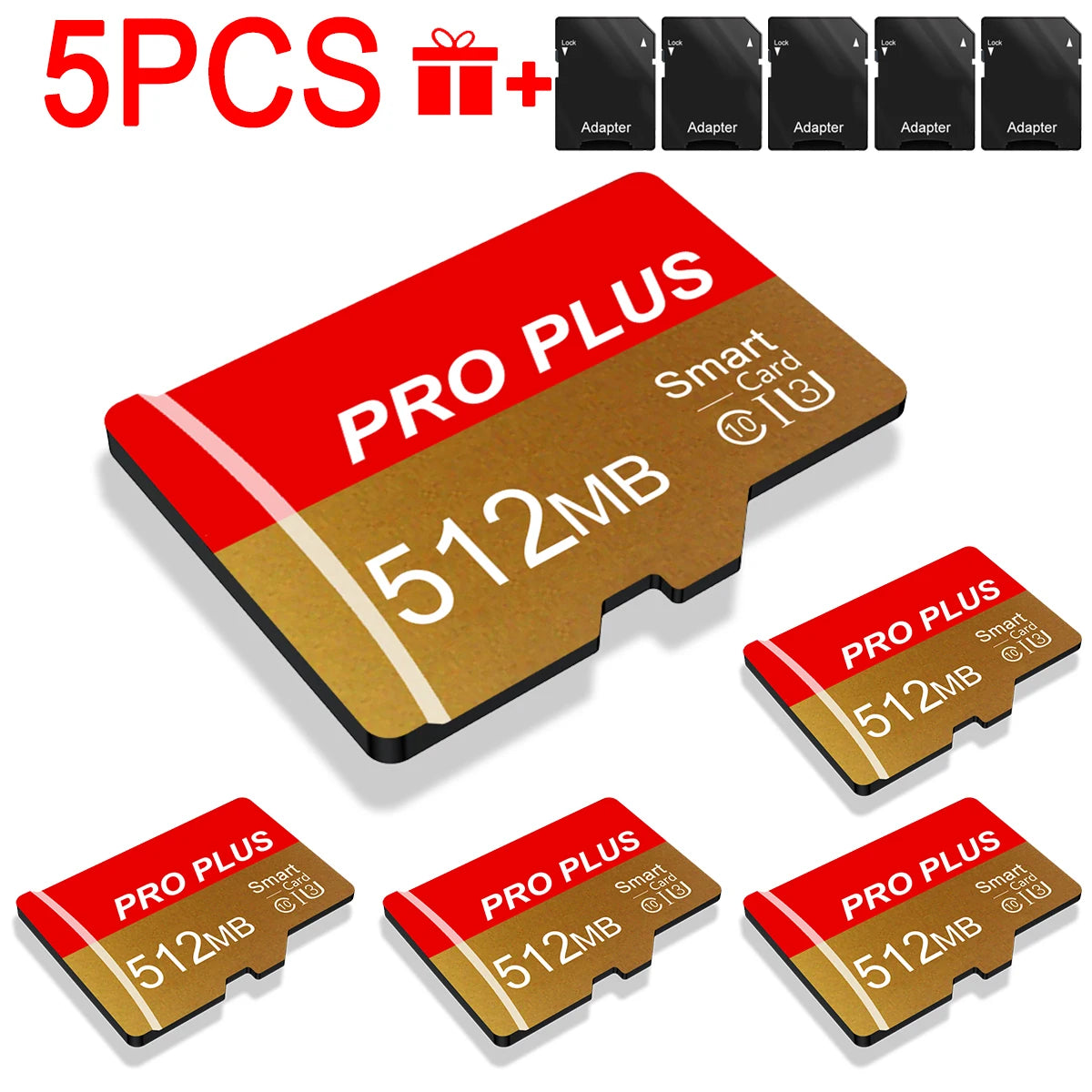 5PCS Memory Card 8GB 4GB 2GB 1GB With Adapter High Speed Memory Card, Small Capacity 512MB 256MB 128MB 64MB UHS-I A1 Memory TF