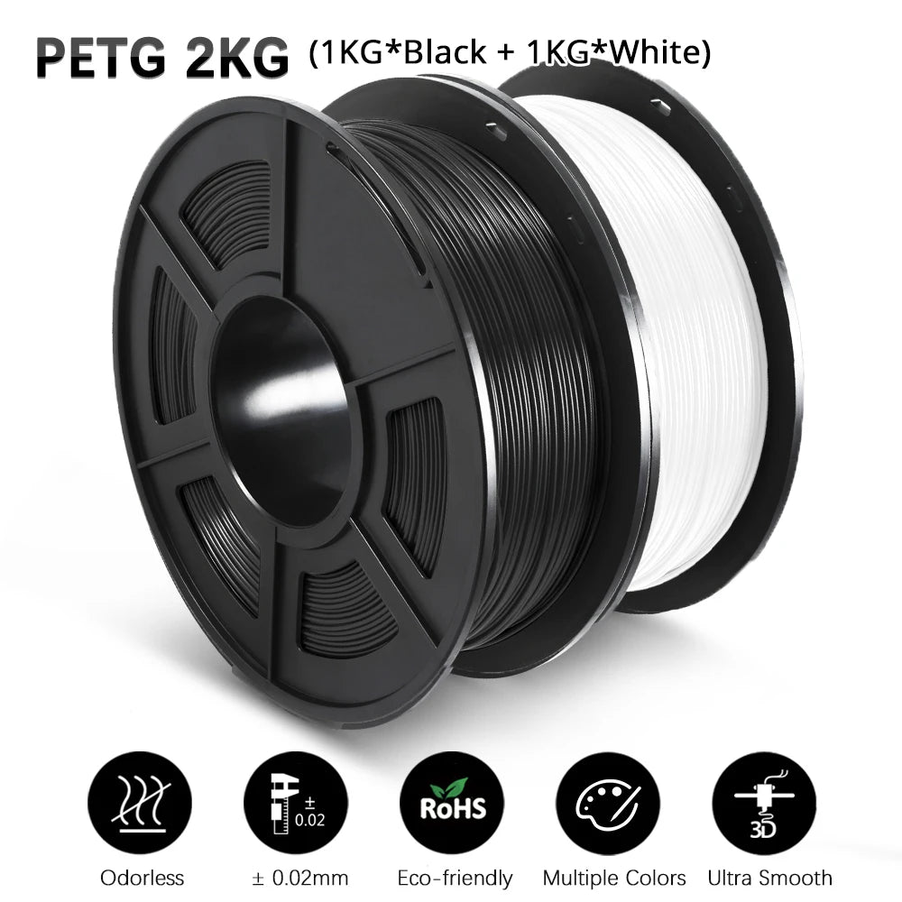SUNLU PETG Filament 1KG 3D Material 1.75MM Arranged Neatly Clogging Free No Bubble Odorless Eco-Friendly Bright Color