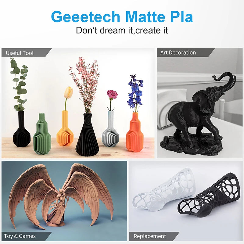 Geeetech 1kg 1.75mm Matte PLA 3D Printer Filament Vacuum Packaging Overseas Warehouses A variety of Colors Fast Ship