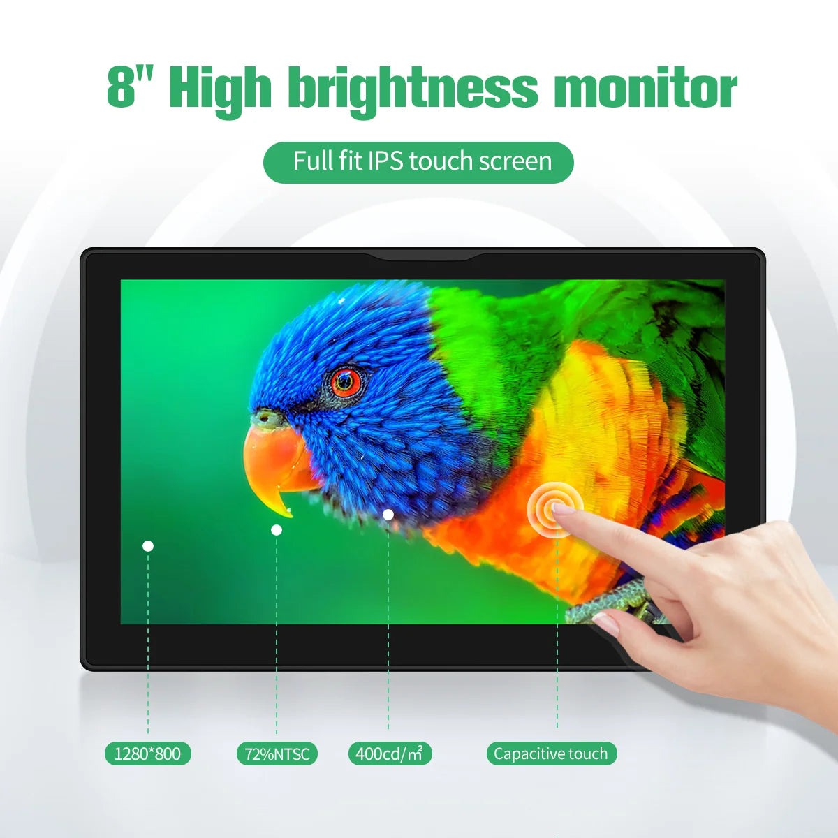 Unew 8 inch Raspberry Pi Monitor 1280x800 16:10 HDMI for Raspberry Pi 5 4 3 Orange Banana Pi DIY Projects Touchscreen Display
