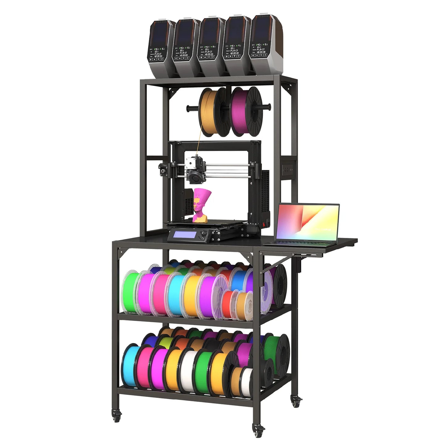 3D Printer Stand, Heavy Duty 3D Printer Table Stand with Filament Storage Rack, T-Shaped Spools Holder Rack with Wheels,3D Print