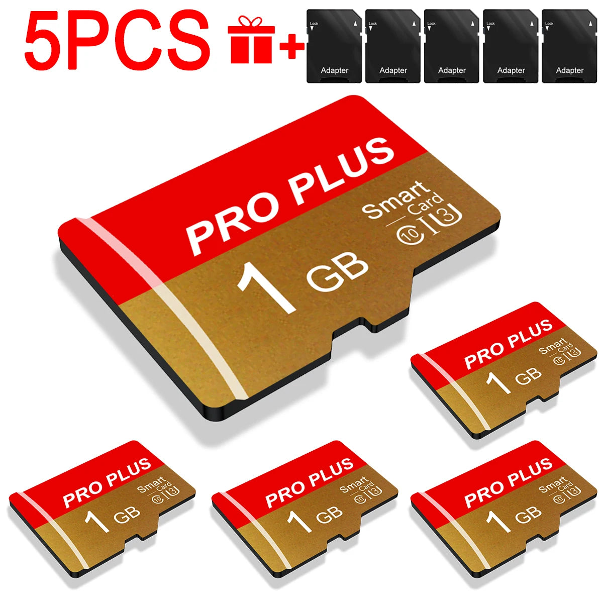 5PCS Memory Card 8GB 4GB 2GB 1GB With Adapter High Speed Memory Card, Small Capacity 512MB 256MB 128MB 64MB UHS-I A1 Memory TF