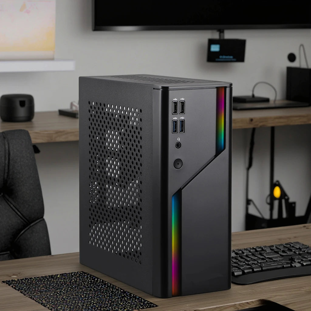 Mini ITX Case, SFF Small Form Factor, Mini-Tower HTPC Computer Cases, Vented Panels 0.8mm SPCC PC Chassis