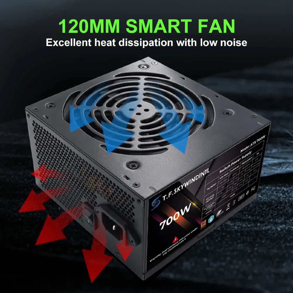 T.F.SKYWINDINTL PC PSU Power Supply 700W Game Gamer RGB 120mm Fan 110V 220V ATX Desktop Computer Power Supply For BTC Pc gamer