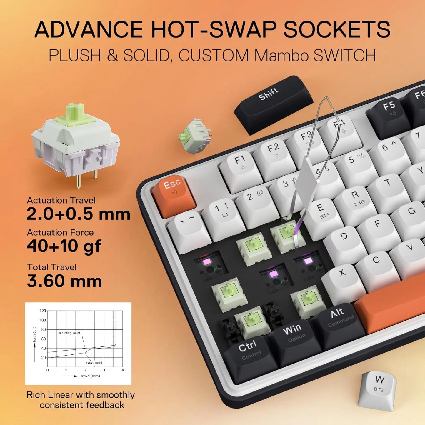 Redragon K689 PRO Wireless Gasket RGB Gaming Keyboard, 108 Keys Mechanical Keyboard w/Extra 4 Hotkeys, Upgraded Hot-swappable