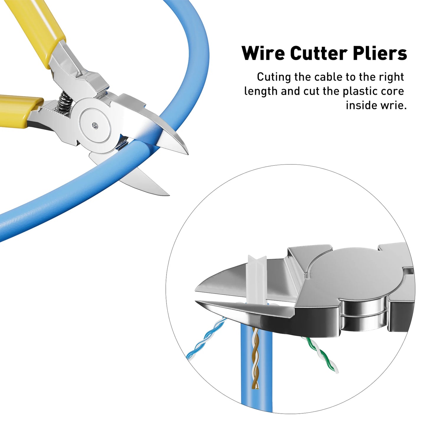 ZoeRax RJ45 CAT6 CAT5E CAT5 Crimp Tool Kit,Crimp tool,Cable Tester,Wire Cutter and Stripper,Blade,50PCS Connectors and Boots