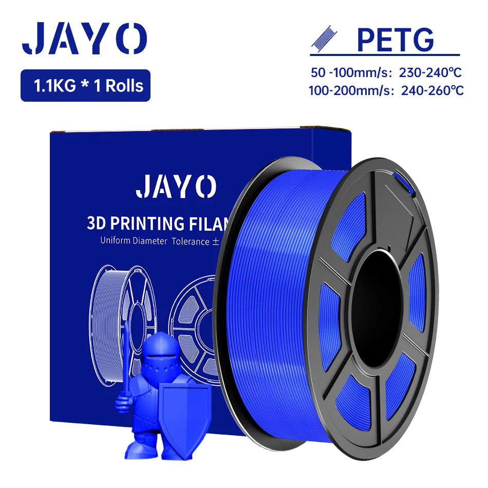 JAYO PETG/PETG Clear 3D Printer Filament 1.75 ±0.02mm 1.1kg/roll High Toughness Neatly Wound Filament Fit Most FDM Printer