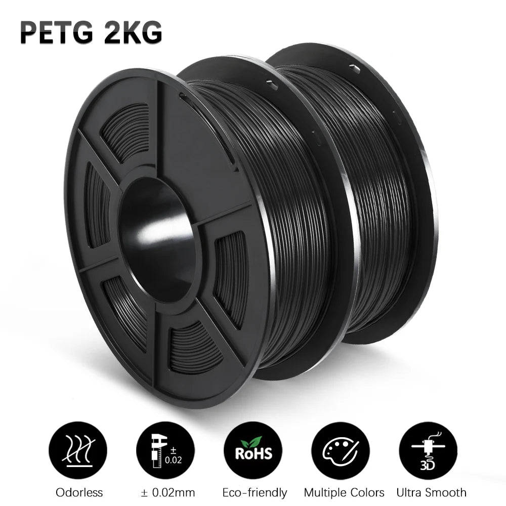 SUNLU PETG Filament 1KG 3D Material 1.75MM Arranged Neatly Clogging Free No Bubble Odorless Eco-Friendly Bright Color