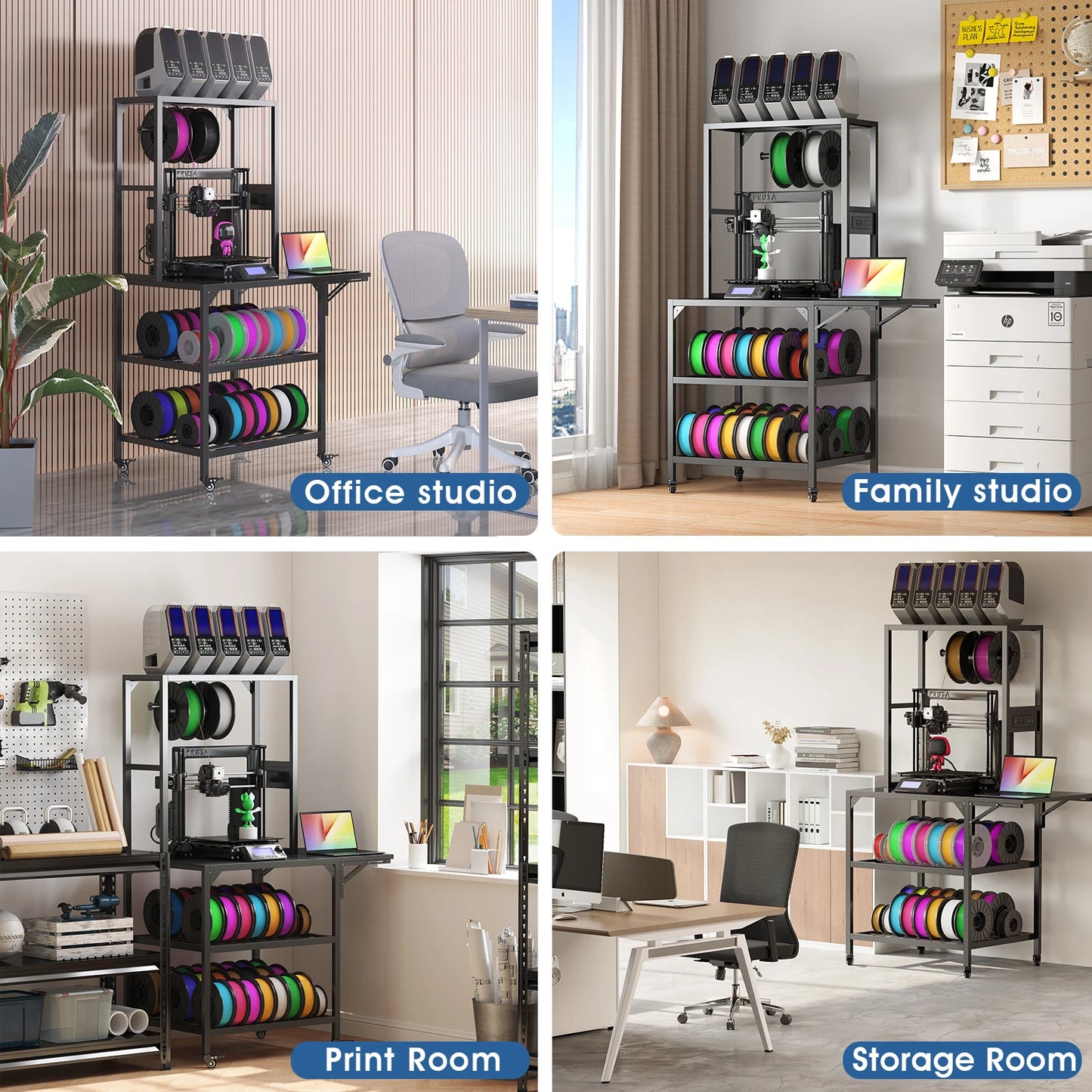 3D Printer Stand, Heavy Duty 3D Printer Table Stand with Filament Storage Rack, T-Shaped Spools Holder Rack with Wheels,3D Print