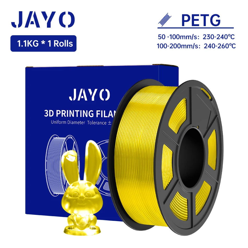 JAYO PETG/PETG Clear 3D Printer Filament 1.75 ±0.02mm 1.1kg/roll High Toughness Neatly Wound Filament Fit Most FDM Printer