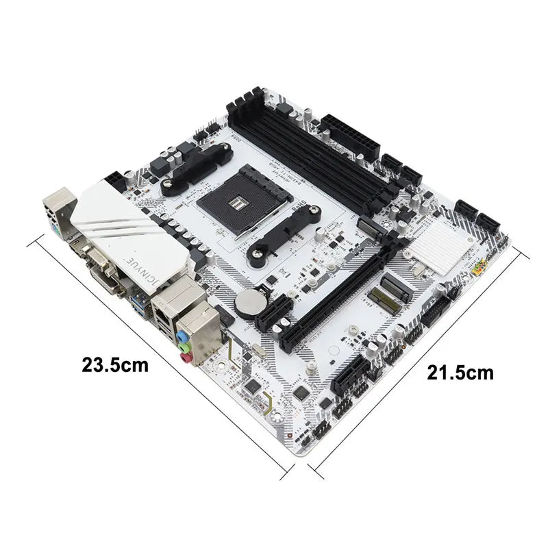 JGINYUE B450M-TI ARGB Motherboard, AMD AM4 Processor, Dual-Channel 4*DDR4 Memory 64GB, 4xSATA3.0 6Gbps, 2xM.2 Nvme, Micro ATX