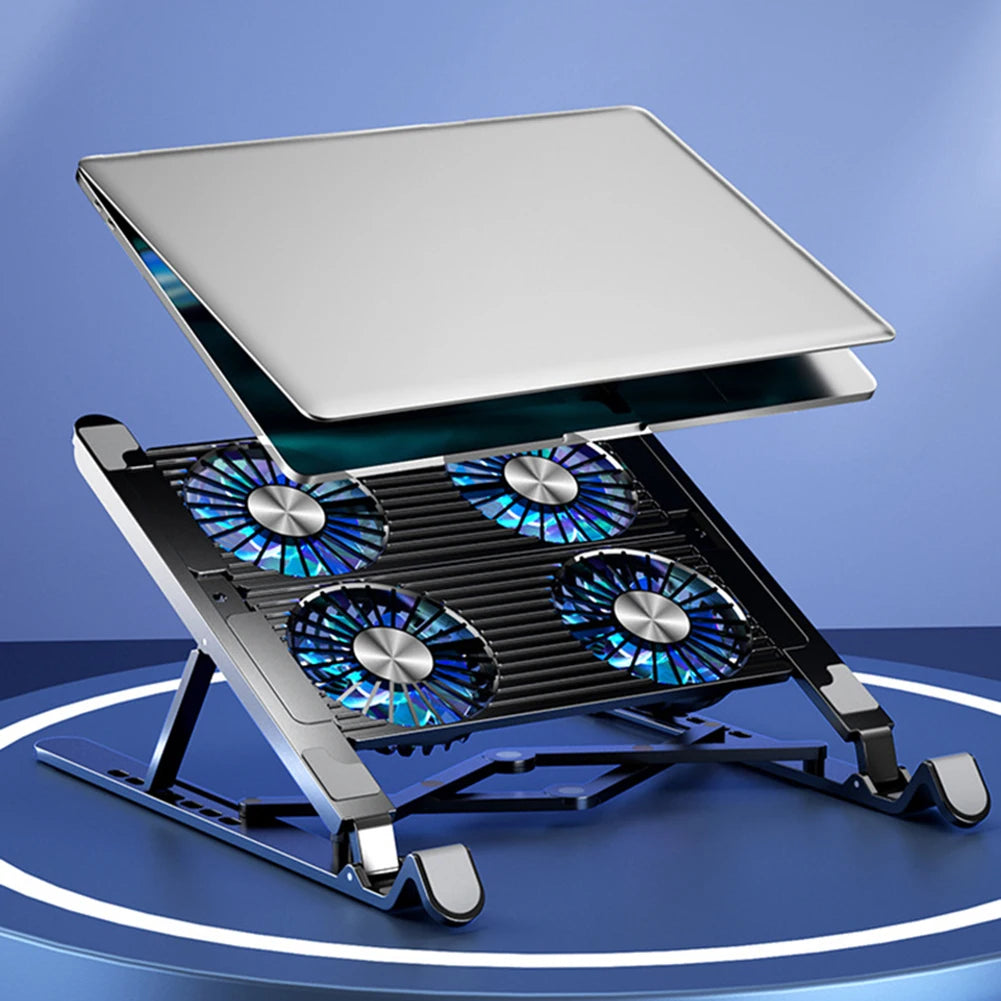 Laptop Cooling Fan with 2/4 Fans Foldable Gaming Laptop Cooler Fan RGB Silent Portable Laptop Holder for 11-17.3 Inch Notebook