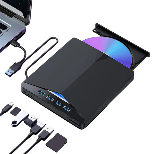 7 In 1 USB3.0 Type-C External Mobile Drive CD DVD Burner High-Speed Plug-and-Play for Windows 11/10/8/7/Linux/ OS