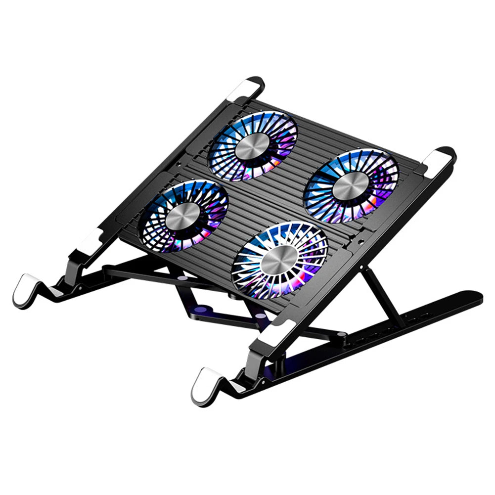 Laptop Cooling Fan with 2/4 Fans Foldable Gaming Laptop Cooler Fan RGB Silent Portable Laptop Holder for 11-17.3 Inch Notebook