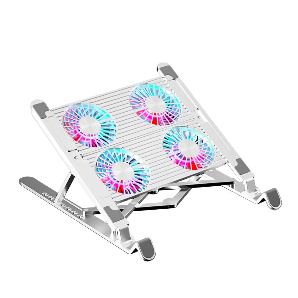 Laptop Cooling Fan with 2/4 Fans Foldable Gaming Laptop Cooler Fan RGB Silent Portable Laptop Holder for 11-17.3 Inch Notebook