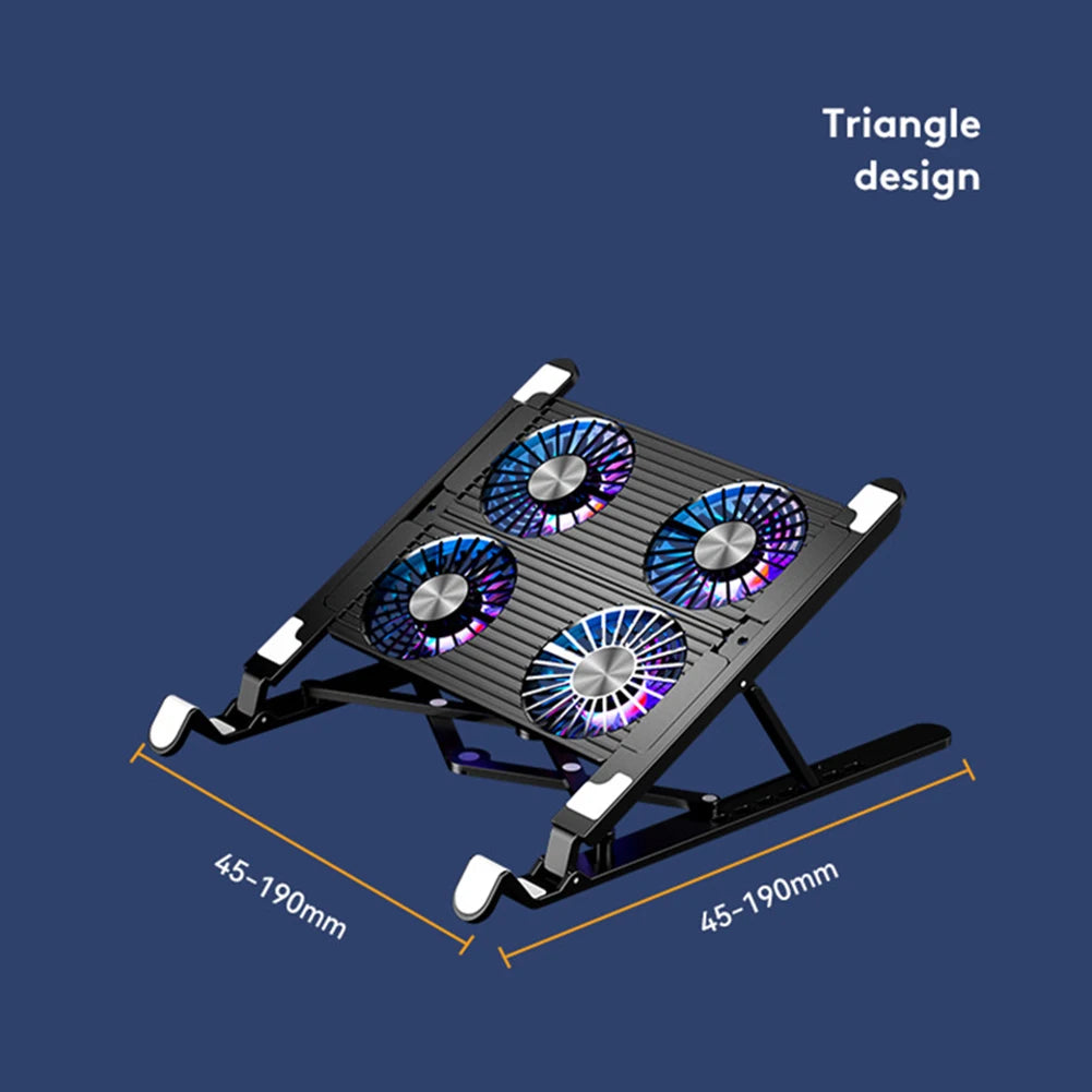 Laptop Cooling Fan with 2/4 Fans Foldable Gaming Laptop Cooler Fan RGB Silent Portable Laptop Holder for 11-17.3 Inch Notebook