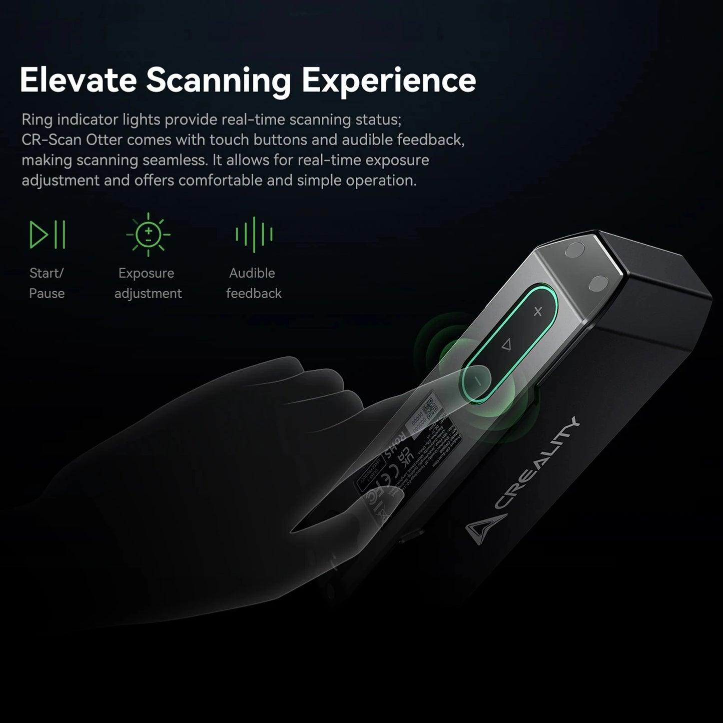 Creality CR-Scan Otter 3D Scanner Handheld Scanner with 0.02mm Accuracy Anti-Shake Tracking Up to 20FPS Four-lens Stereo Vision