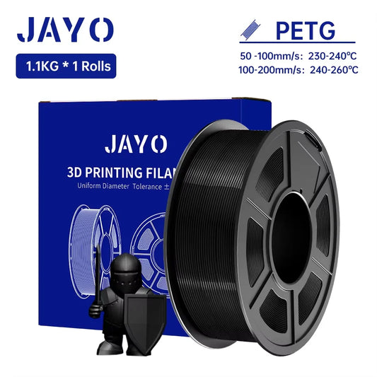 JAYO PETG/PETG Clear 3D Printer Filament 1.75 ±0.02mm 1.1kg/roll High Toughness Neatly Wound Filament Fit Most FDM Printer