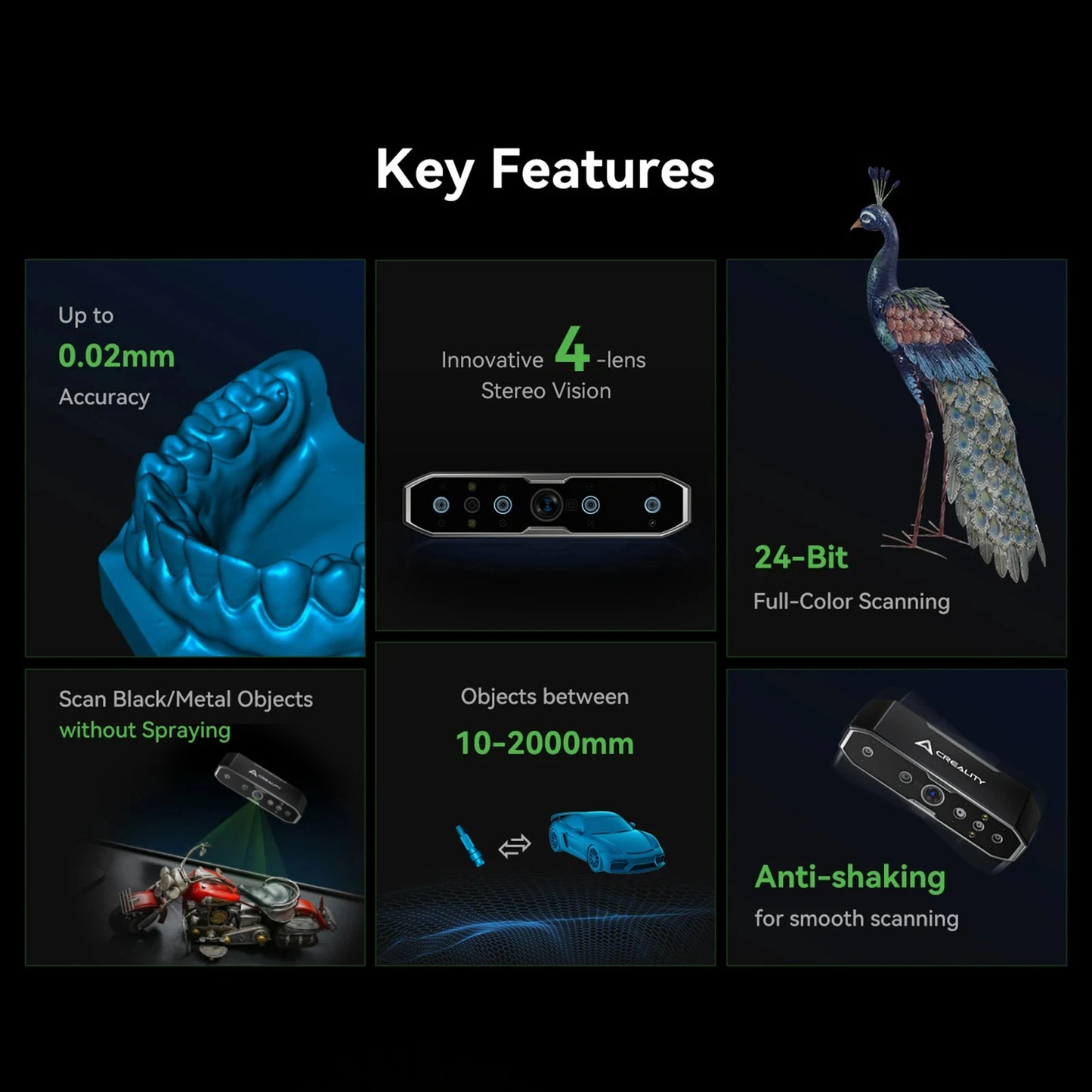 Creality CR-Scan Otter 3D Scanner Handheld Scanner with 0.02mm Accuracy Anti-Shake Tracking Up to 20FPS Four-lens Stereo Vision